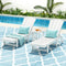 3 Piece HDPE Sun Lounger Set Outdoor Chaise Chairs Table Wheels White