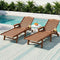 3 Piece Outdoor Sun Lounger Set HDPE Chaise Lounge Chairs Table Brown