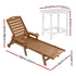 Sun Lounge Lounger Table and Chairs Beach Chair HDPE Patio Outdoor Furniture Wheels Brown
