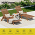 Sun Lounge Lounger Table and Chairs Beach Chair HDPE Patio Outdoor Furniture Wheels Brown