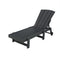 Sun Lounge Beach Chair HDPE Adirondack Lounger Patio Outdoor Furniture with Wheels Black