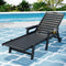 Sun Lounge Lounger Beach Chair HDPE Patio Outdoor Furniture with Wheels Black