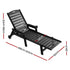 Sun Lounge Lounger Beach Chair HDPE Patio Outdoor Furniture with Wheels Black