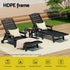 Sun Lounge Lounger Beach Chair HDPE Patio Outdoor Furniture with Wheels Black