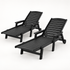 Gardeon 2PCS Sun Lounge Lounger Beach Chair HDPE Patio Outdoor Furniture with Wheels Black
