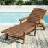 Sun Lounge Lounger Beach Chair HDPE Patio Outdoor Furniture with Wheels Brown