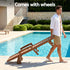 Sun Lounge Lounger Beach Chair HDPE Patio Outdoor Furniture with Wheels Brown