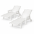 Gardeon 2PCS Sun Lounge Lounger Beach Chair HDPE Patio Outdoor Furniture with Wheels White