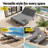 Gardeon 2PC Sun Lounger PE Rattan Recliners with Cup Holder Cushion Rain Cover