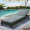 Adjustable Sun Lounger Chaise Lounge with Cushion Aluminium Outdoor Black Grey