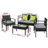 Outdoor Sofa Set Wicker Lounge Setting Table and Chairs Storage Cover