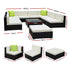 Outdoor Rattan Sofa Set Aluminium Frame Wicker Sectional Patio Furniture Black