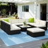 Outdoor Rattan Sofa Set Aluminium Frame Wicker Sectional Patio Furniture Black