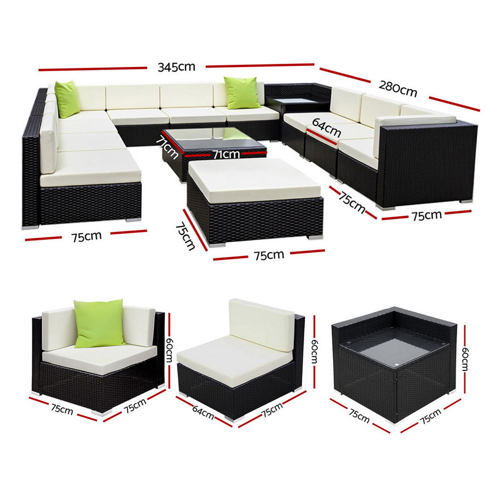 Outdoor PE Wicker Sofa Lounge Set Aluminium Patio Furniture Beige