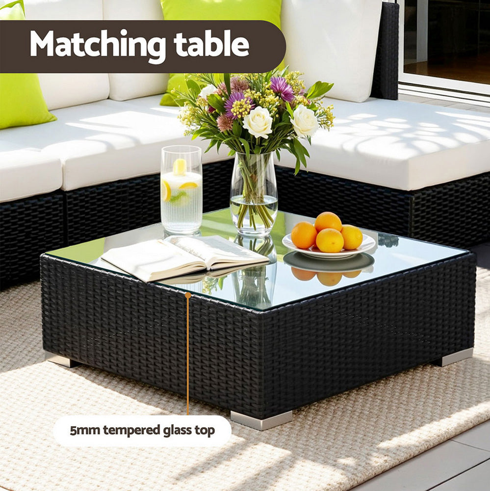 Outdoor PE Wicker Sofa Lounge Set Aluminium Patio Furniture Beige