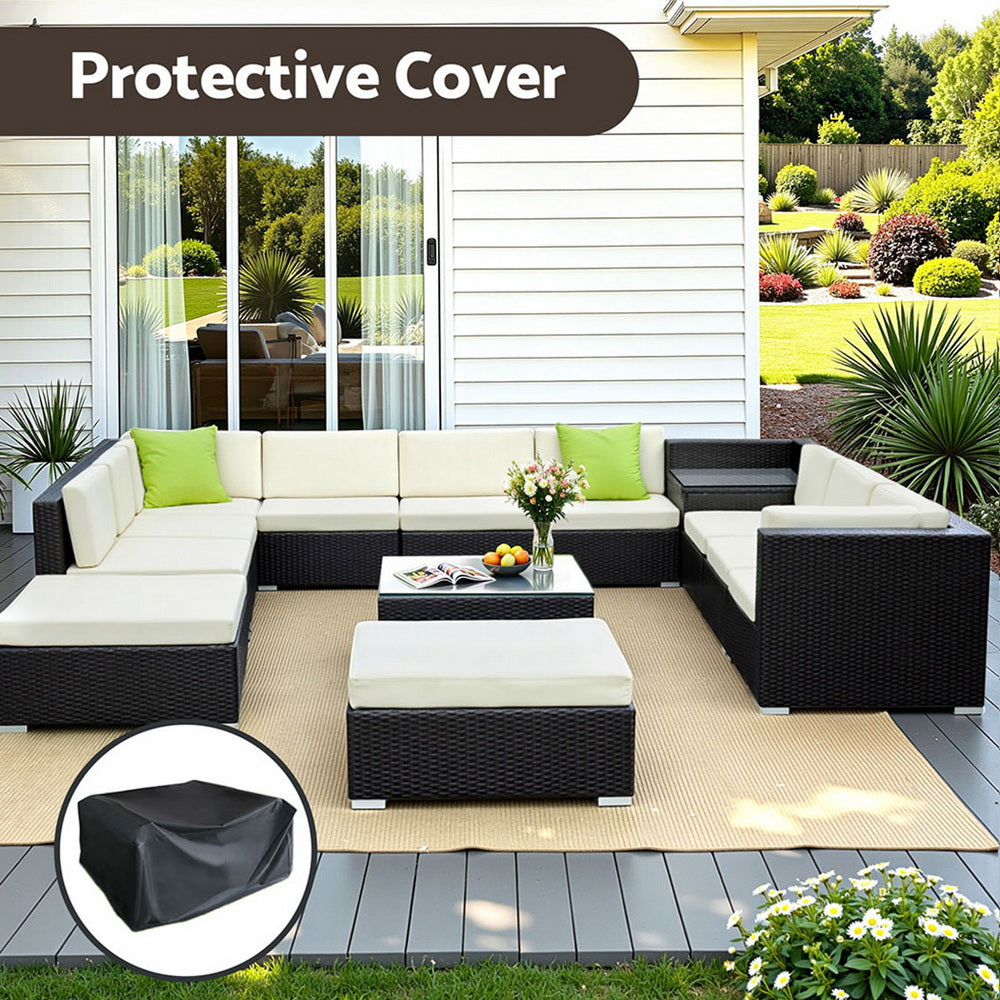 Outdoor PE Wicker Sofa Lounge Set Aluminium Patio Furniture Beige