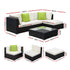 Outdoor Rattan Furniture Set Sofa Corner Table Ottoman Glass Top Patio Set