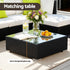 Outdoor Rattan Furniture Set Sofa Corner Table Ottoman Glass Top Patio Set