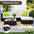 Outdoor Rattan Furniture Set Sofa Corner Table Ottoman Glass Top Patio Set