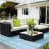 Outdoor Rattan Furniture Set Sofa Corner Table Ottoman Glass Top Patio Set