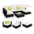 Outdoor Rattan Furniture Set Sofa Corner Lounge Glass Table Ottoman Patio Set