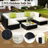 Outdoor Rattan Furniture Set Sofa Corner Lounge Glass Table Ottoman Patio Set
