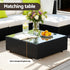 Outdoor Rattan Furniture Set Sofa Corner Lounge Glass Table Ottoman Patio Set