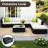 Outdoor Rattan Furniture Set Sofa Corner Lounge Glass Table Ottoman Patio Set