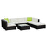 Outdoor Rattan Furniture Set Sofa Corner Lounge Glass Table Ottoman Patio Set