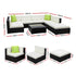 Outdoor Rattan Furniture Set Sofa Corner Lounge Glass Table Ottoman Patio Set