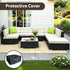 Outdoor Rattan Furniture Set Sofa Corner Lounge Glass Table Ottoman Patio Set