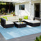Outdoor Rattan Furniture Set Sofa Corner Lounge Glass Table Ottoman Patio Set