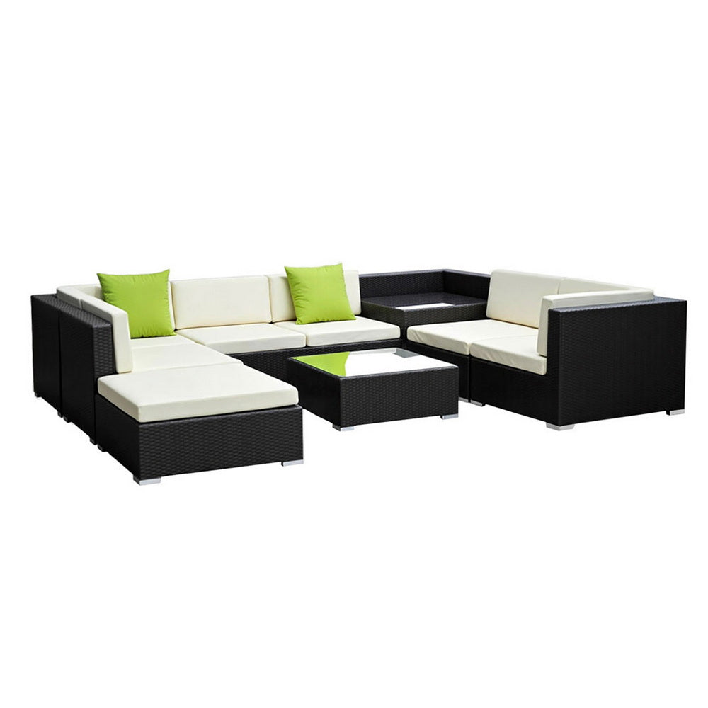 Outdoor Rattan Sofa Set Aluminium Frame Wicker Corner Sectional Patio Furniture
