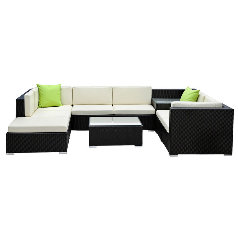 Outdoor Rattan Sofa Set Aluminium Frame Wicker Corner Sectional Patio Furniture