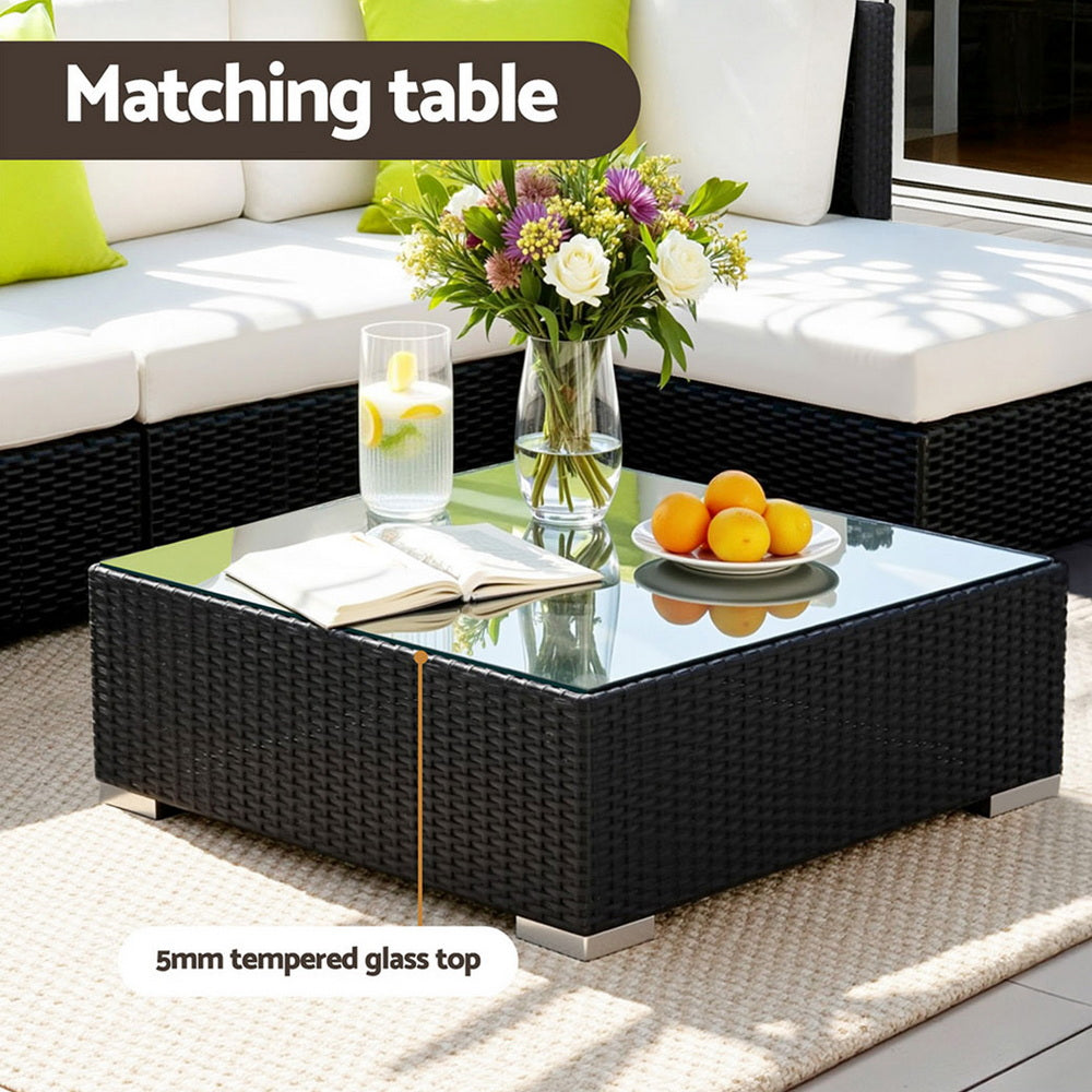 Outdoor Rattan Sofa Set Aluminium Frame Wicker Corner Sectional Patio Furniture