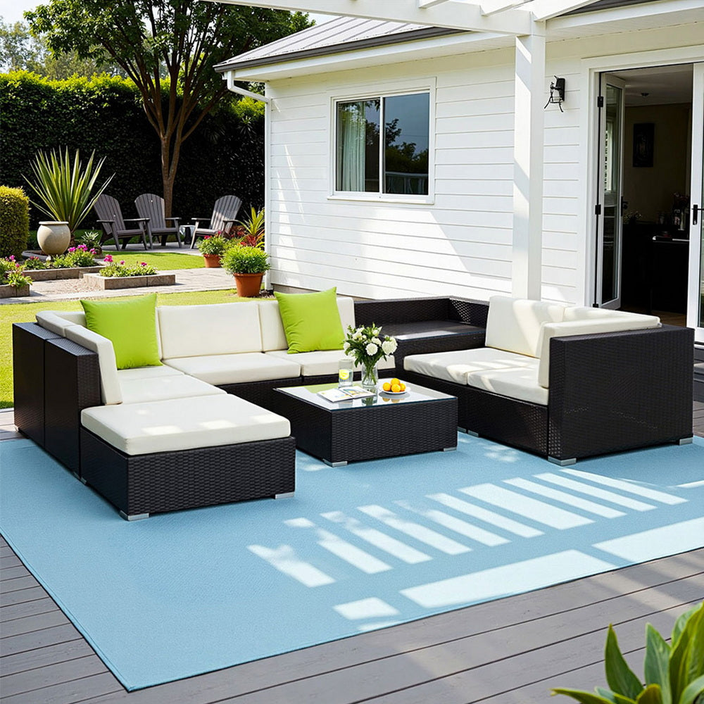 Outdoor Rattan Sofa Set Aluminium Frame Wicker Corner Sectional Patio Furniture