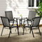5 Piece Outdoor Dining Set 4 Stackable Chairs Glass Table