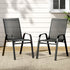 2PC Outdoor Dining Chairs Stackable Lounge Chair Patio Furniture Black