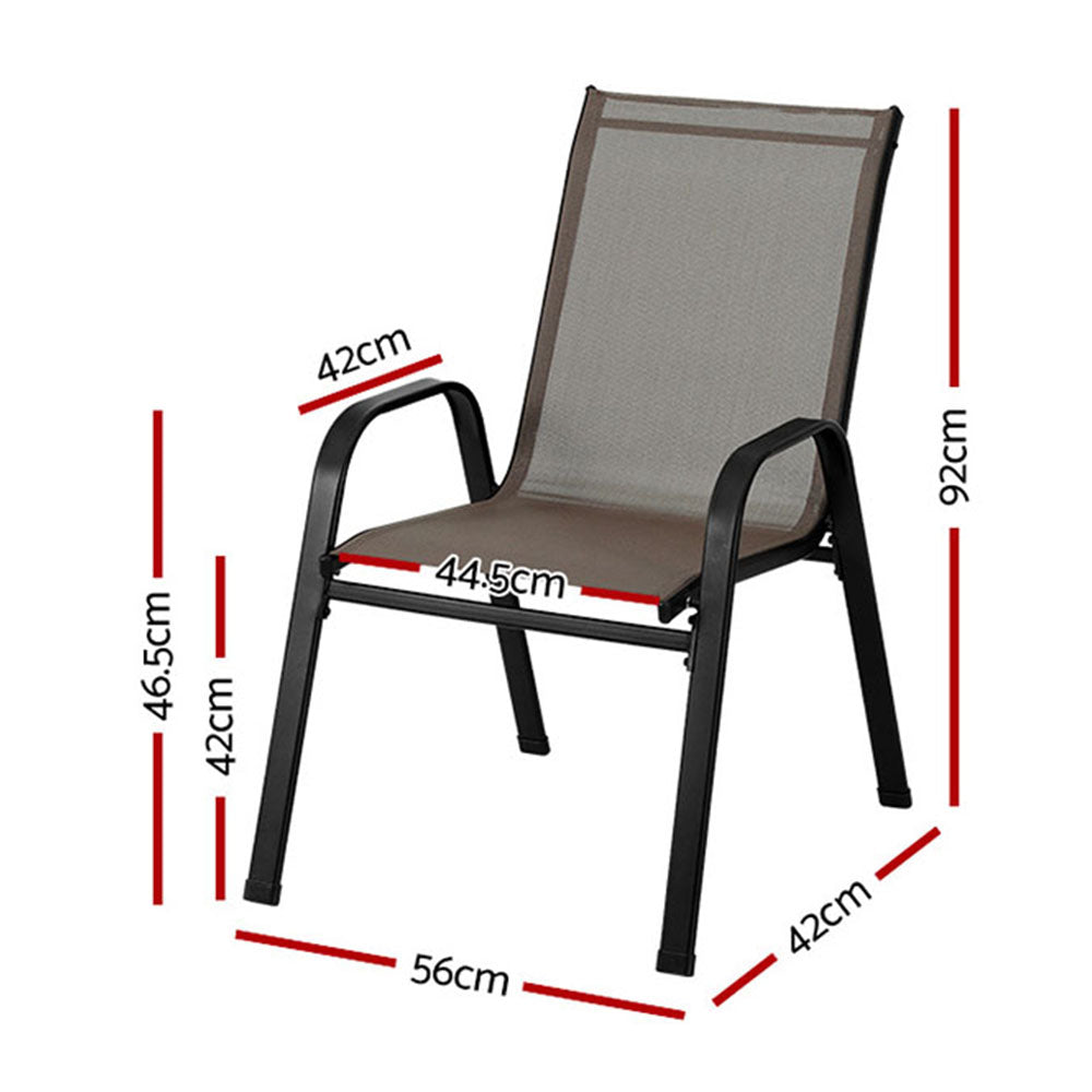 6PC Outdoor Dining Chairs Stackable Lounge Chair Patio Furniture Brown