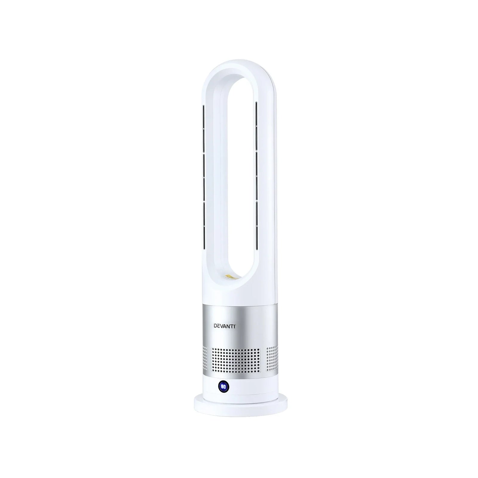 Bladeless Fan Heater – 2‑in‑1, 1200W Heat, 30W Fan, 80° Oscillation, Remote