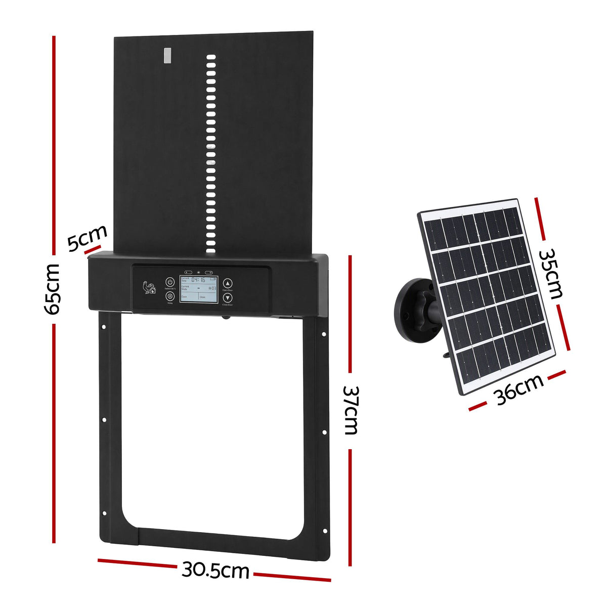 Giantz Automatic Chicken Coop Door 37cm Solar Powered Smart App Control Black