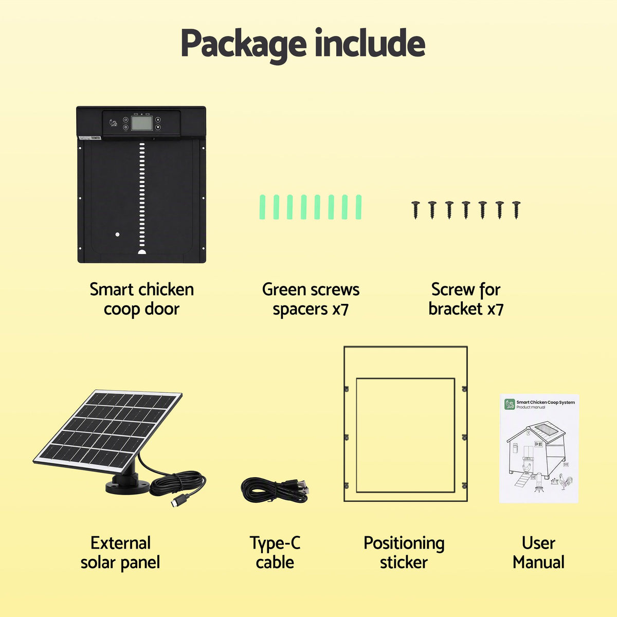 Giantz Automatic Chicken Coop Door 37cm Solar Powered Smart App Control Black