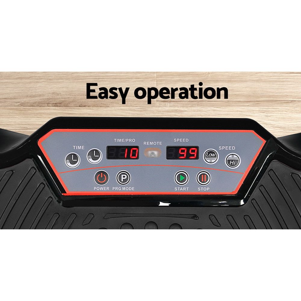 Vibration Platform Machine 99 Speed 180kg Capacity with Bands Black