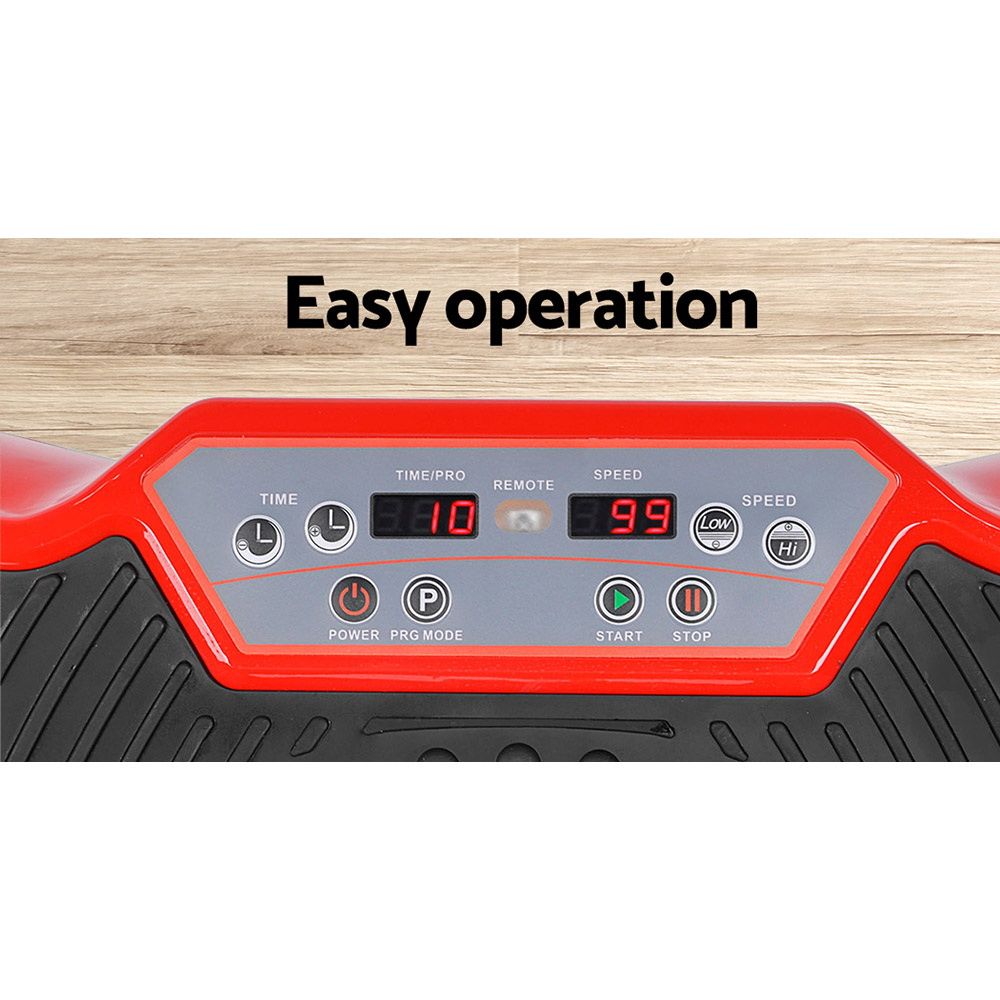 Vibration Platform Machine 99 Speed 180kg Capacity with Bands Remote Red