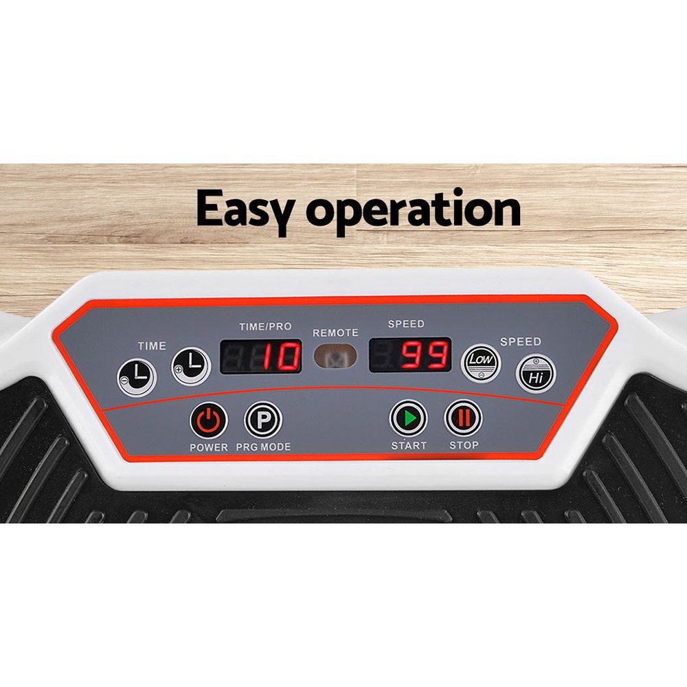 Vibration Platform Machine 99 Speed 180kg Capacity with Bands Remote White