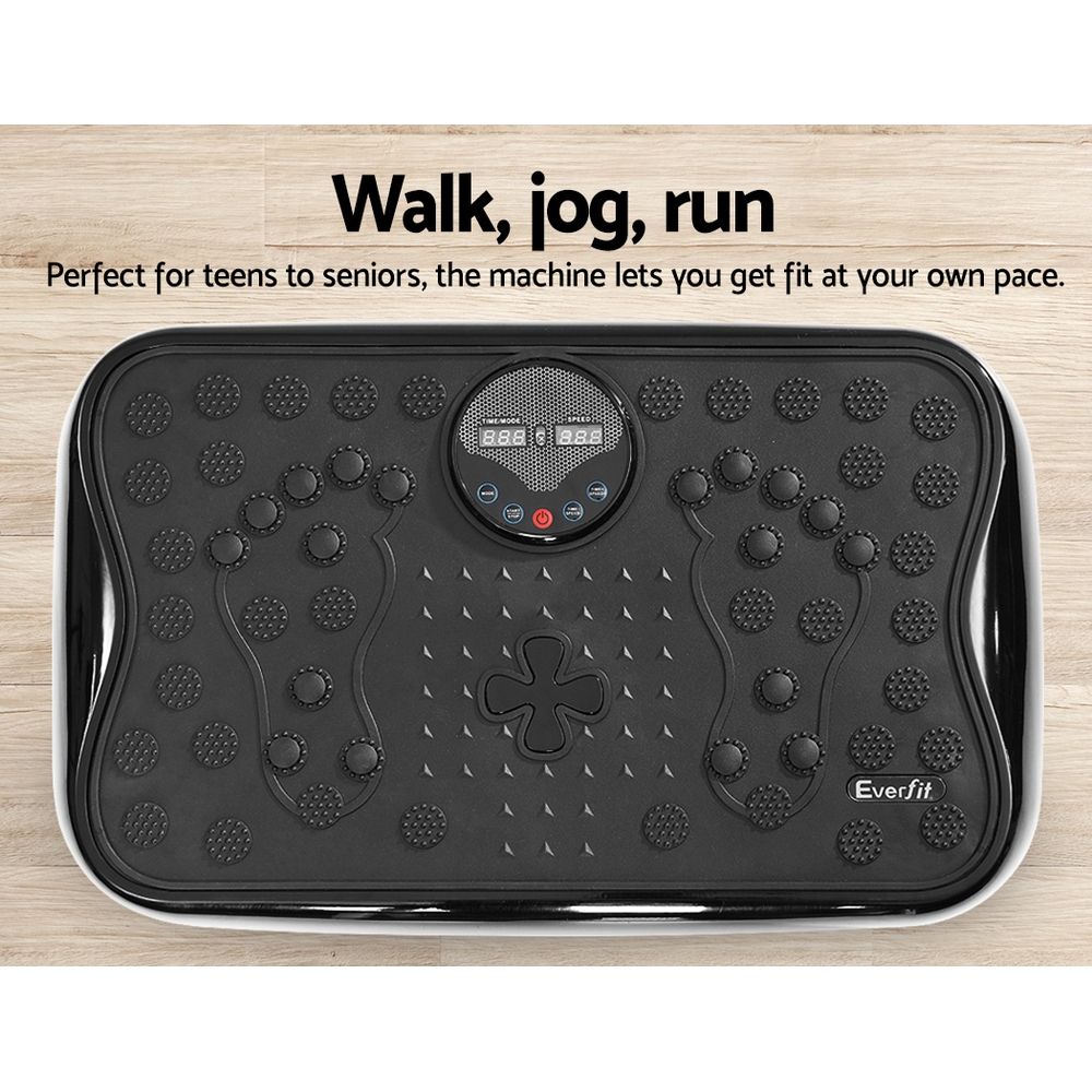 Vibration Machine Platform Vibrator With Resistance Rope Home Gym Black
