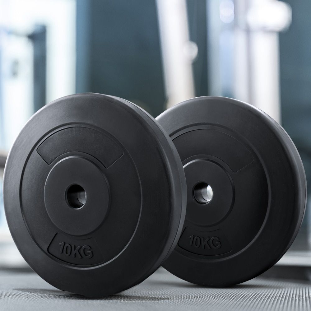 2x10kg Weight Plates Set Rubber Coated 31mm Home Gym Fitness Discs