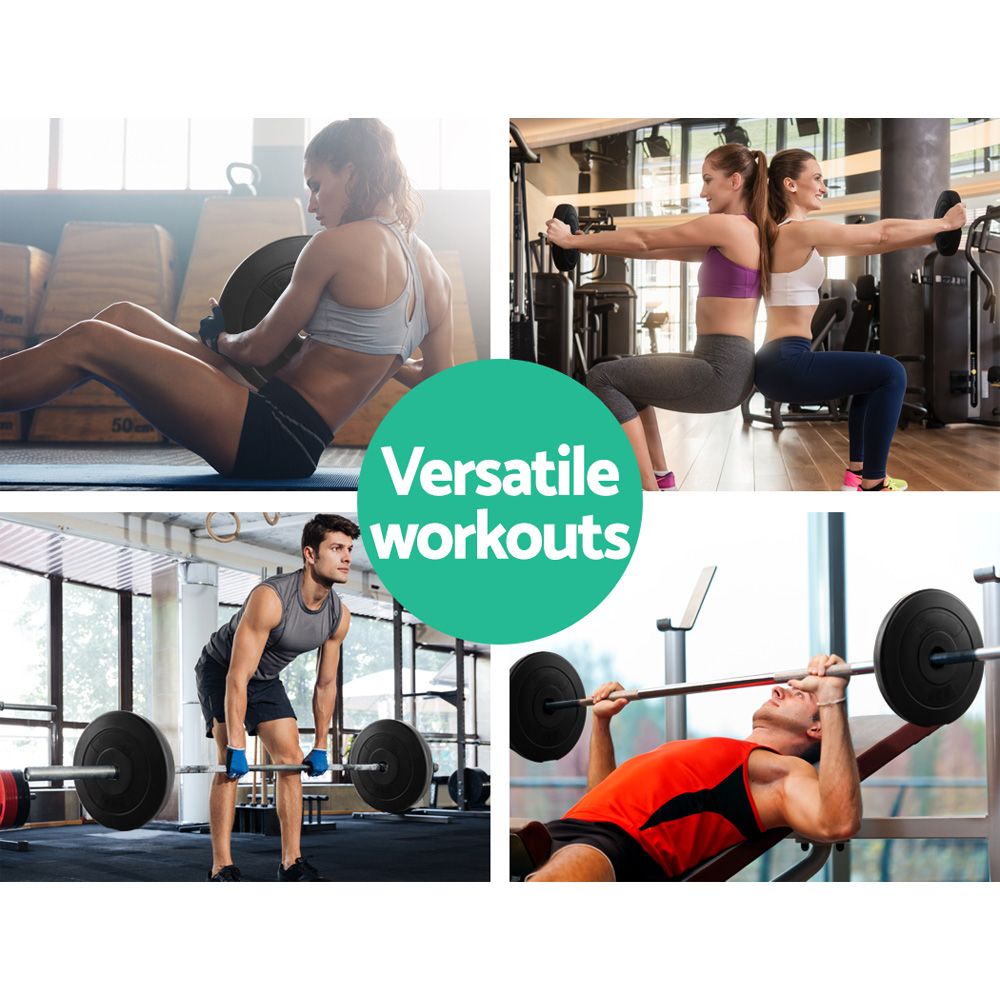 2x5kg Rubber Coated Weight Plates 31mm Barbell Home Gym Set
