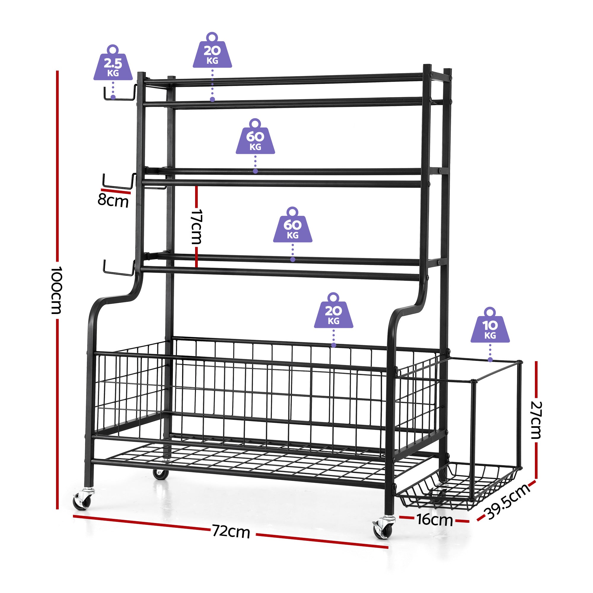 Dumbbell Rack Weight Rack for Dumbbells Home Gym Storage Black