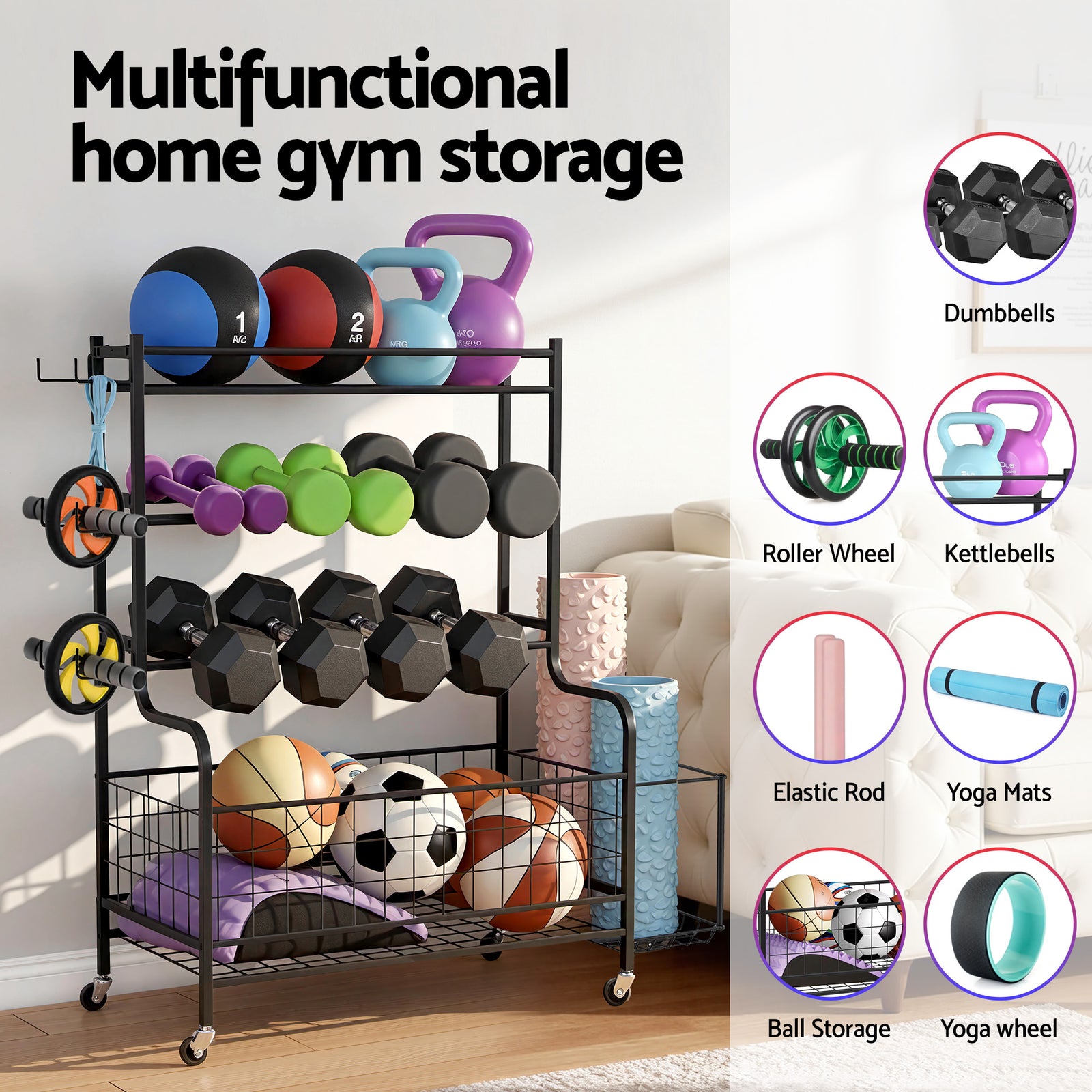 Dumbbell Rack Weight Rack for Dumbbells Home Gym Storage Black